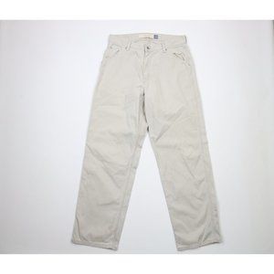 Vintage Y2K Gap Mens 32x32 Distressed Wide Leg Cotton Twill Work Pants Beige